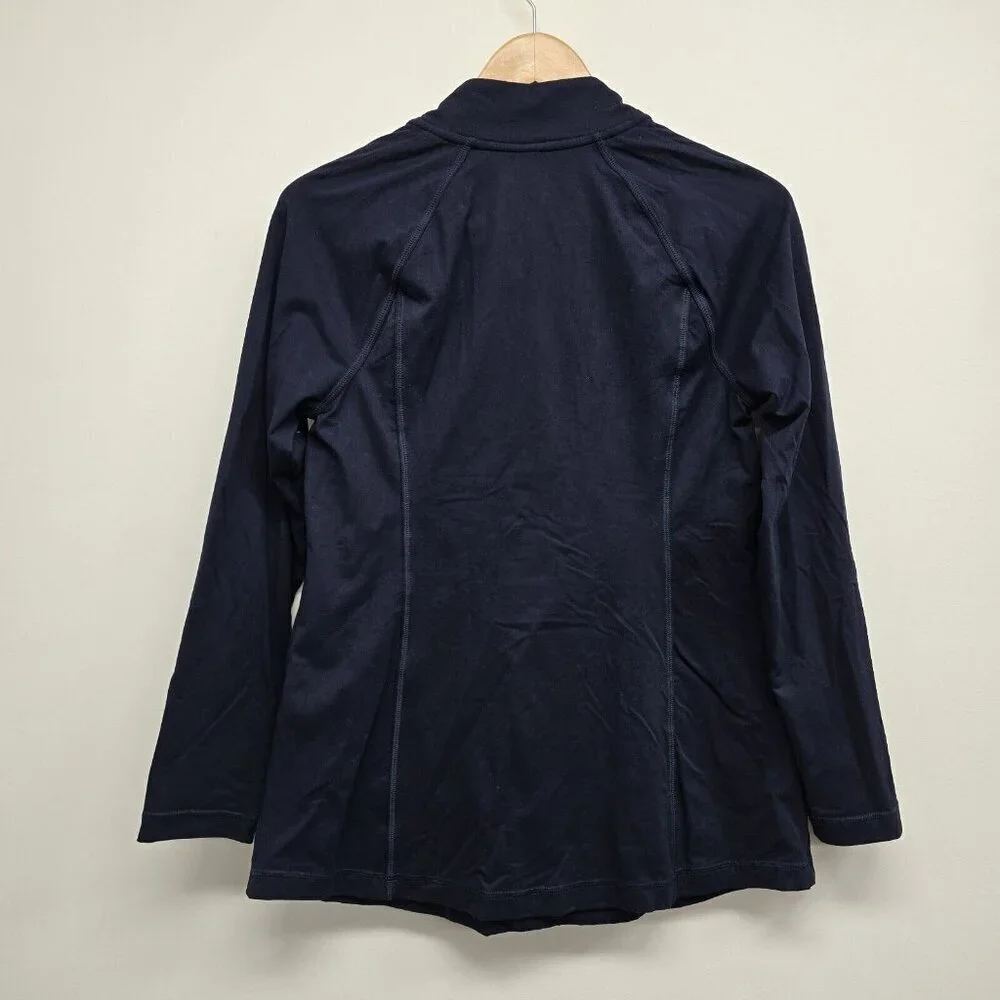J Jill Fit Out & About Popover Pullover Womens Small Navy 1/4 Zip Stretch Pocket